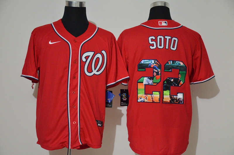 Men Washington Nationals 22 Soto red Game MLB Jerseys